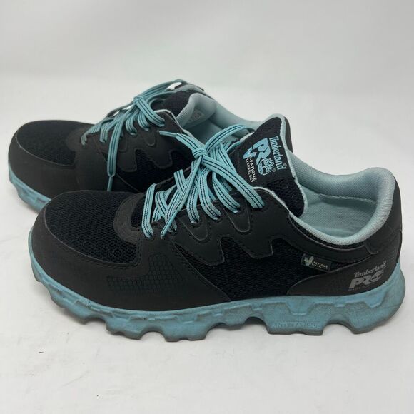 TIMBERLAND PRO Women’s Alloy Toe Work Shoes 8.5M Black Blue Anti-Fatigue Safety - Picture 5 of 11